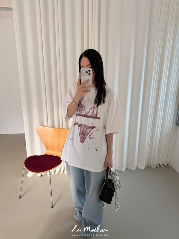 oversize比基尼圖圓領上衣